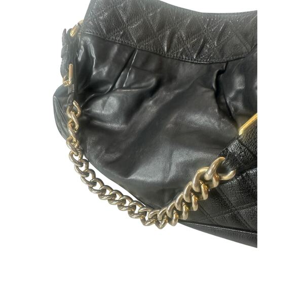 Marc Jacobs Stam Silvana Black Quilted Gold Hardware Leather Shoulder Bag - Picture 7 of 12